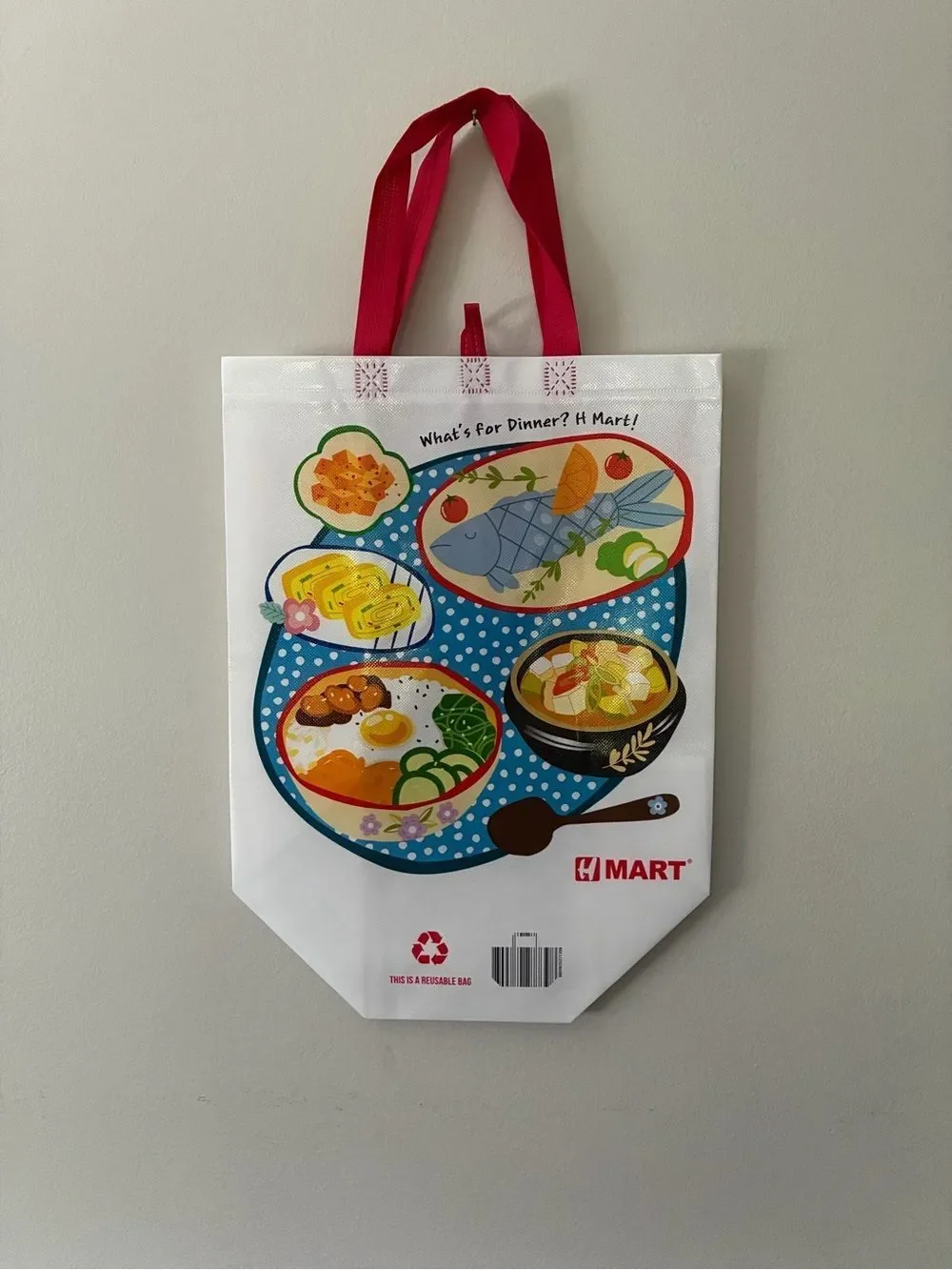NWOT HMart “What’s for Dinner?” Reusable Tote Bag – Korean Food Graphic